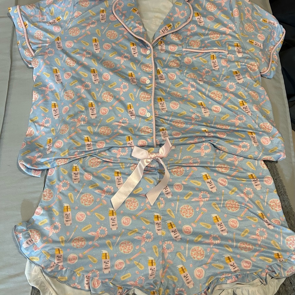 Women's Blue Printed Pajama Set